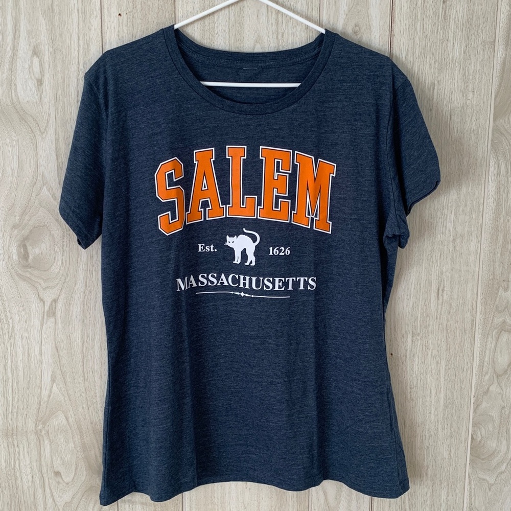 Salem Est. 1626 Massachusetts Blue Short Sleeve Tee Shirt Heather Blue EUC